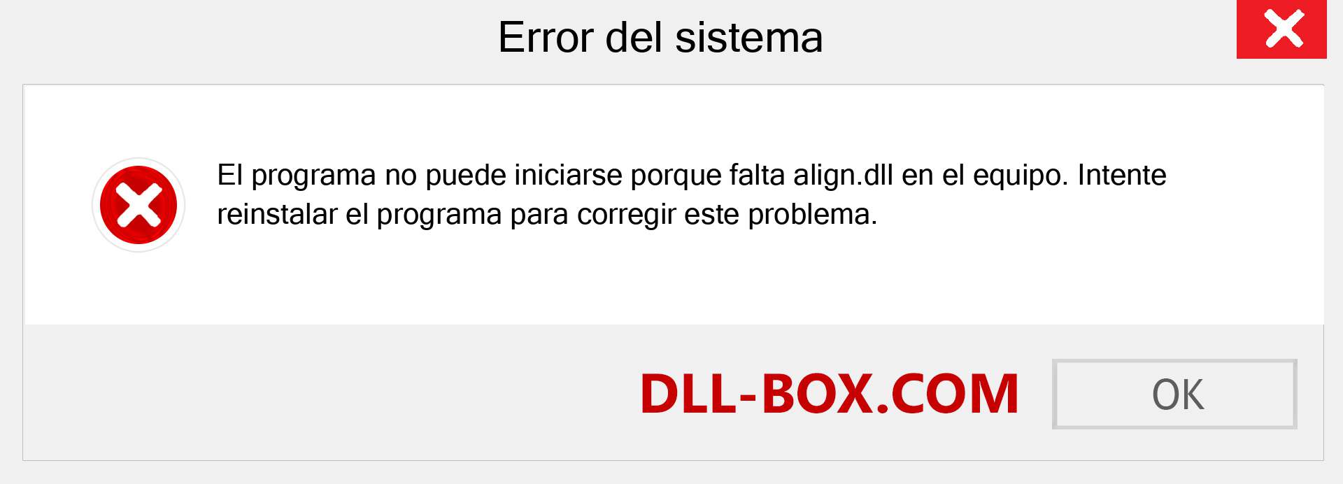 ¿Falta el archivo align.dll ?. Descargar para Windows 7, 8, 10 - Corregir align dll Missing Error en Windows, fotos, imágenes